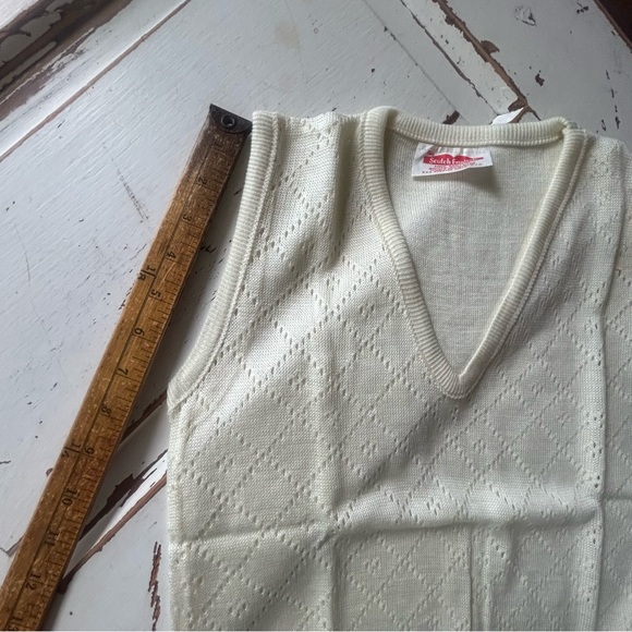 Vtg Miss Scotch English Sweater Vest Knit Retro 50s 60s Secretary Acrylic NOS - Picture 4 of 9